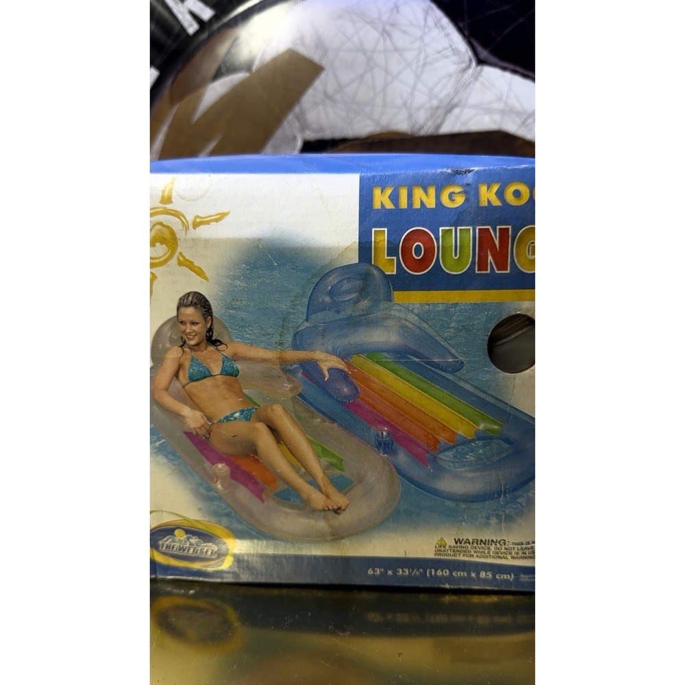 King Kool Lounge Inflatable Pool‎ Float Rainbow Design 63" x 33.5" Boxed